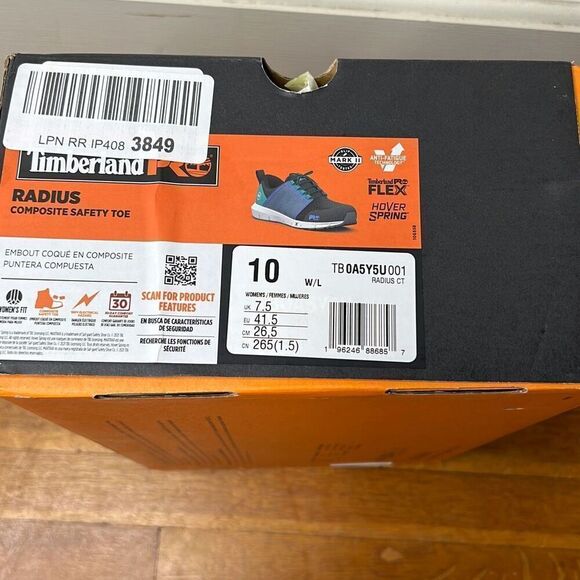 Timberland Pro Flex Radius CT Composite Safety Toe  Work Sneaker Black/Aqua Size - Picture 6 of 7